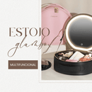 Estojo de Maquiagem GlamBox Multifuncional com Espelho LED