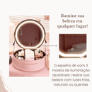 Estojo de Maquiagem GlamBox Multifuncional com Espelho LED